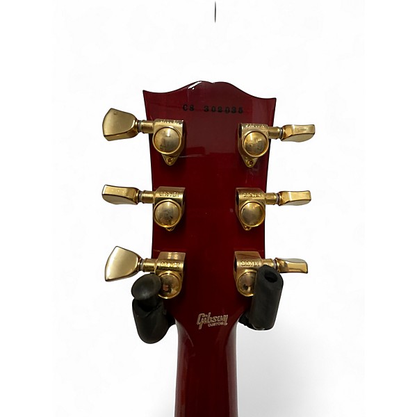 Used Gibson Les Paul Custom Left Handed Trans Crimson Red Electric Guitar