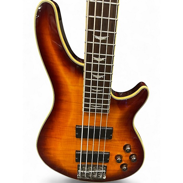 Used Schecter Guitar Research Omen Extreme 5 String Tiger Eye Electric Bass Guitar