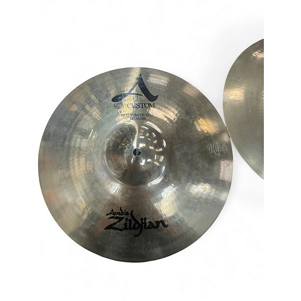 Used Zildjian 14in A Custom Hi Hat Pair Cymbal