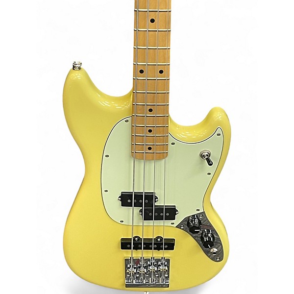 Used Fender Player Mustang Bass PJ Hialeah YELLOW Electric Bass Guitar