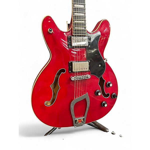 Used Hagstrom Viking Transparent Red Hollow Body Electric Guitar