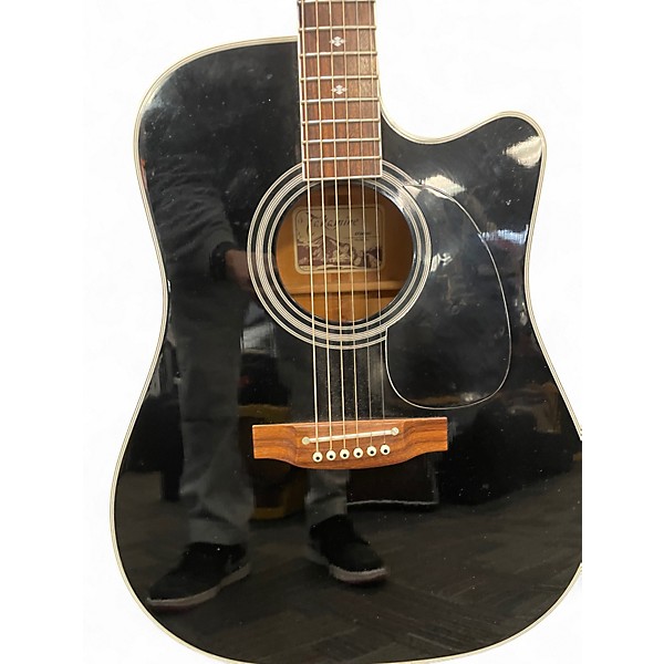 Used Takamine EF341SC Black Acoustic Electric Guitar