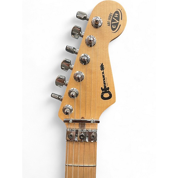 Used Charvel EVH ART SERIES WHITE/BLACK STRIPE Solid Body Electric Guitar