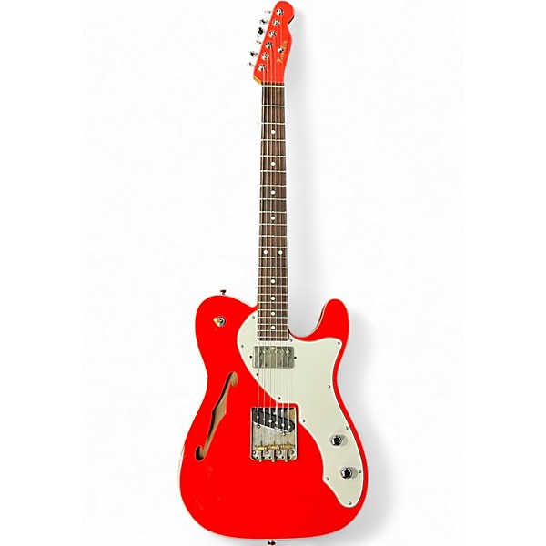 Used Partscaster Thinline HS Custom Fiesta Red Hollow Body Electric Guitar