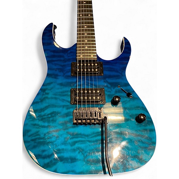 Used Ibanez GRG120QASP Trans Blue Solid Body Electric Guitar