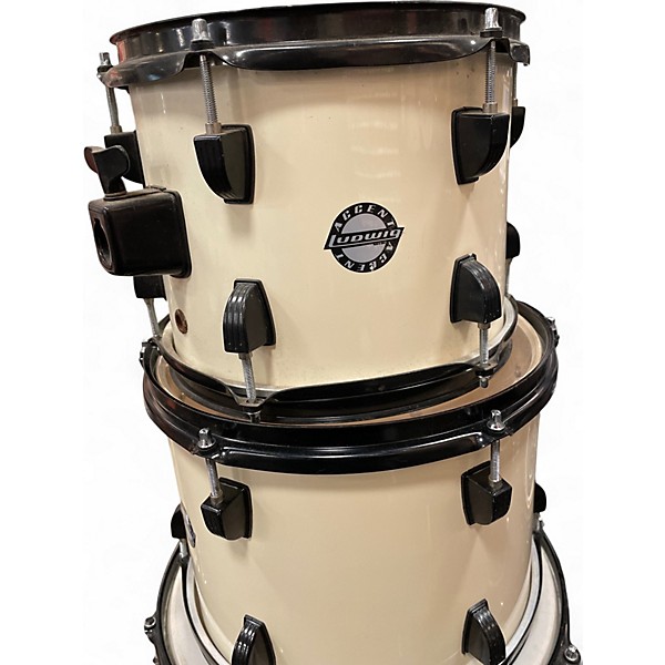 Used Ludwig 5 Piece Accent Antique White Drum Kit