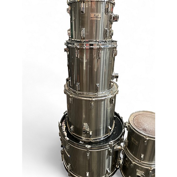 Used Pearl 6 Piece PROFESSIONAL DX SERIES Chrome Silver Drum Kit