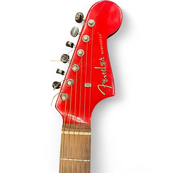 Used Fender Newporter Player Candy Apple Red Acoustic Electric Guitar