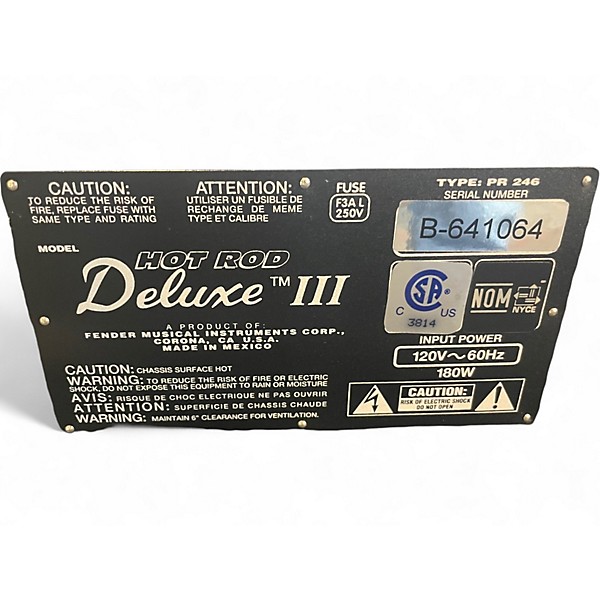 Used Fender Hot Rod Deluxe III 40W 1x12 Tube Guitar Combo Amp