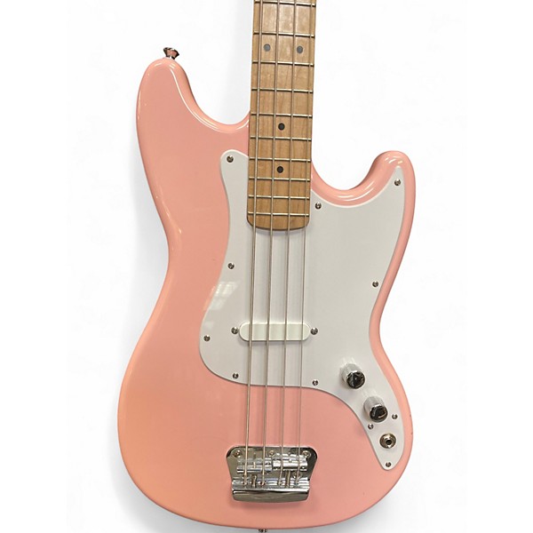 Used Squier Bronco Pink Electric Bass Guitar