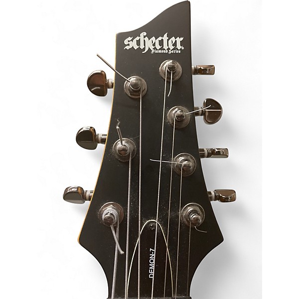 Used Schecter Guitar Research Demon 7 String Black and Yellow Solid Body Electric Guitar
