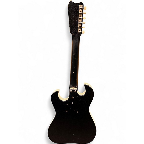 Vintage 1960s Silvertone 1448 Black Sparkle Solid Body Electric Guitar