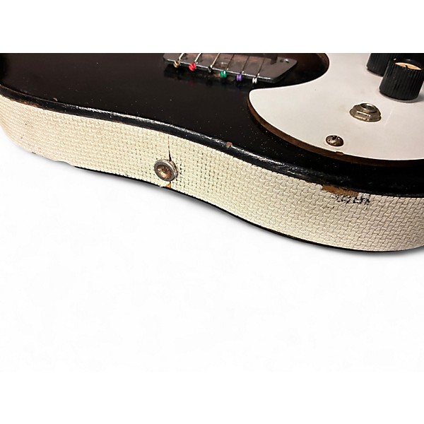 Vintage 1960s Silvertone 1448 Black Sparkle Solid Body Electric Guitar