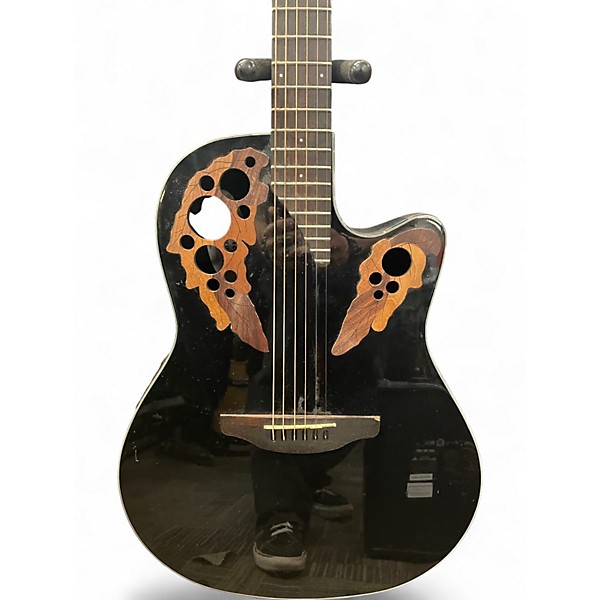 Used Ovation Celebrity CE445 Black Acoustic Electric Guitar