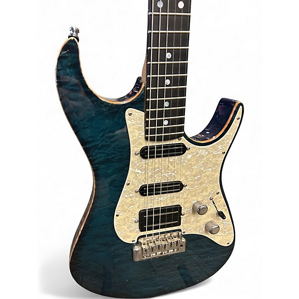 Used Zion QUILTED HSS BLUE Solid Body Electric Guitar