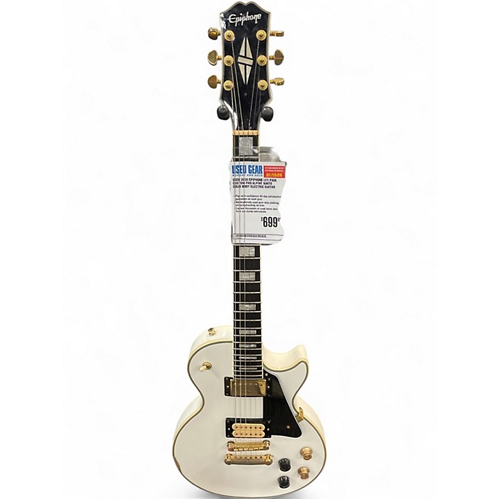 Used 2020 Epiphone Les Paul Custom Pro Alpine White Solid Body