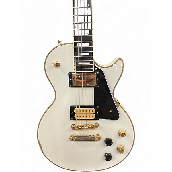 Used 2020 Epiphone Les Paul Custom Pro Alpine White Solid Body Electric Guitar