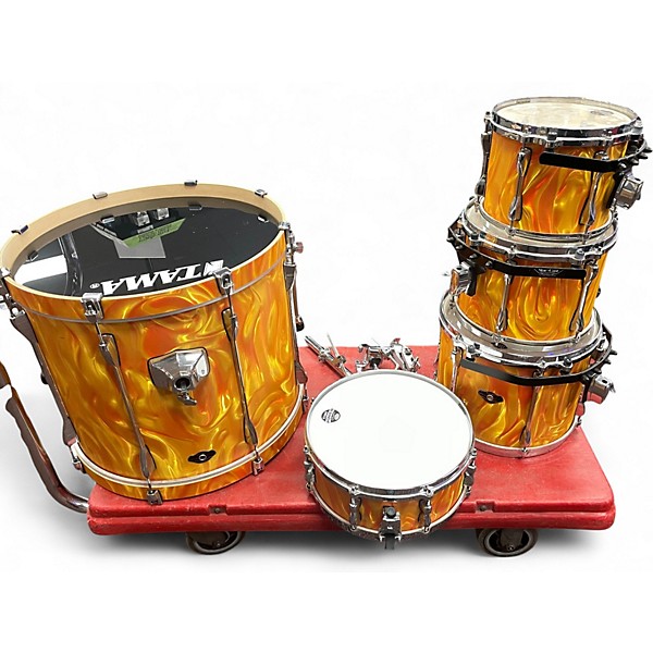 Used TAMA 5 Piece SUPERSTAR EFX ORANGE SATIN FLAME Drum Kit