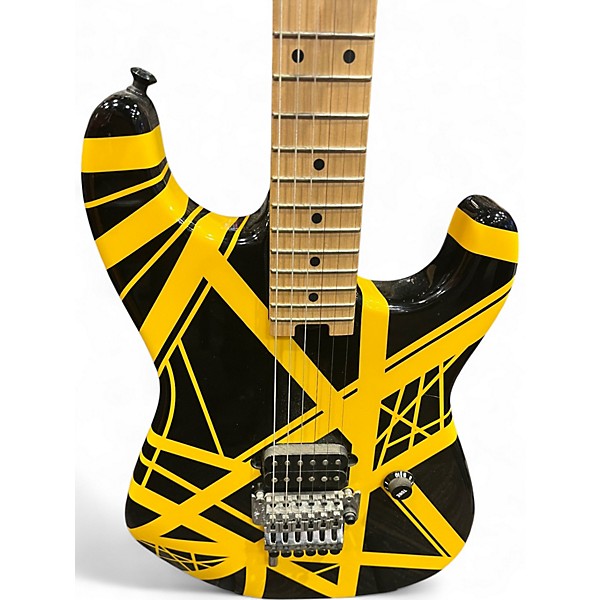 Used EVH Striped Series Yellow and Black Solid Body Electric Guitar