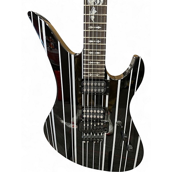 Used Schecter Guitar Research syn standard Black and White Solid Body Electric Guitar