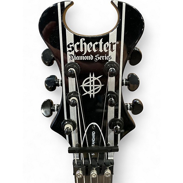 Used Schecter Guitar Research syn standard Black and White Solid Body Electric Guitar