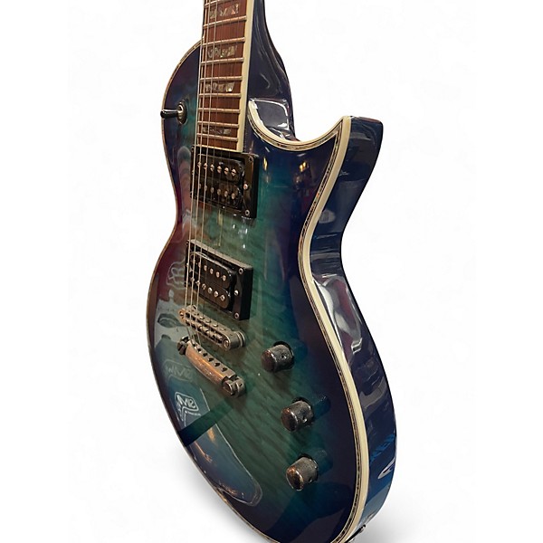 Used ESP LTD EC100QM Ocean Blue Burst Solid Body Electric Guitar