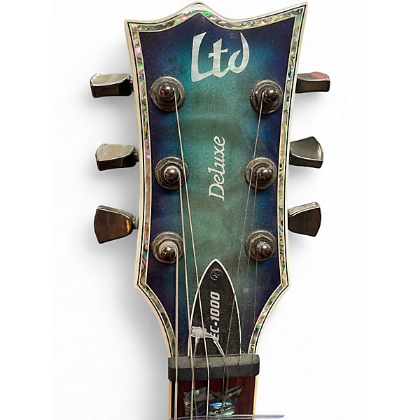 Used ESP LTD EC100QM Ocean Blue Burst Solid Body Electric Guitar