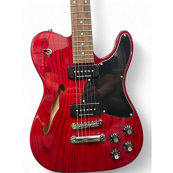 Used Fender JA90 Jim Adkins Thinline Telecaster Crimson Red Trans Hollow Body Electric Guitar