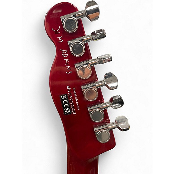 Used Fender JA90 Jim Adkins Thinline Telecaster Crimson Red Trans Hollow Body Electric Guitar