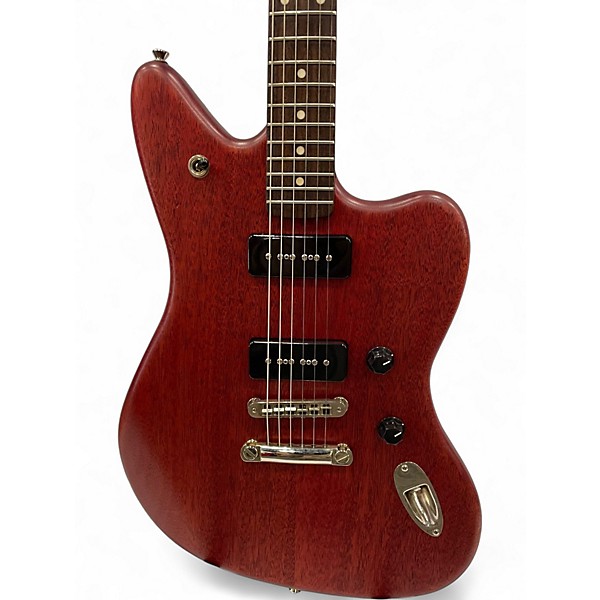 Used 2012 Fender Modern Player Jaguar Red Transparent Solid Body Electric Guitar