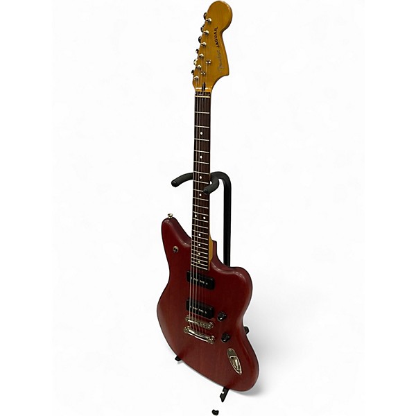 Used 2012 Fender Modern Player Jaguar Red Transparent Solid Body Electric Guitar