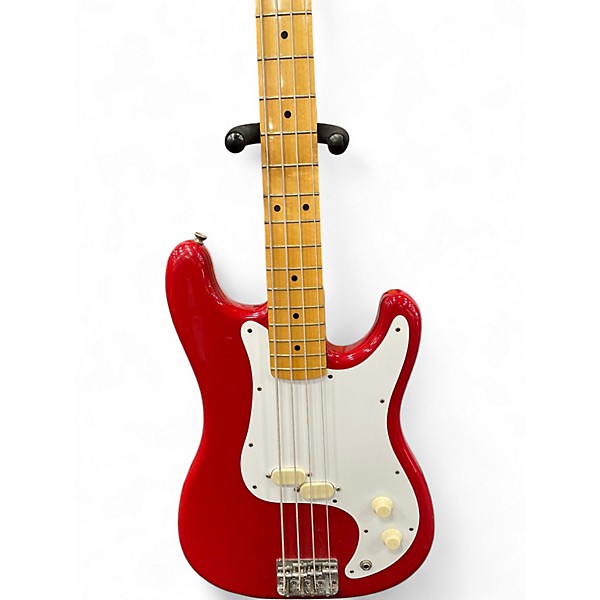 Vintage 1980s Fender Bullet Bass Deluxe Red Electric Bass Guitar
