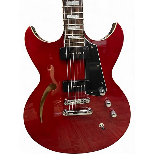 Used Reverend MANTA RAY 290 Crimson Red Trans Hollow Body Electric Guitar