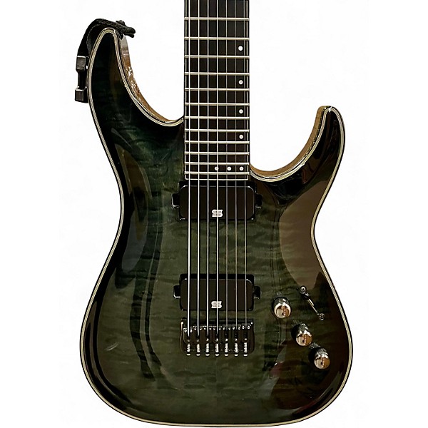 Used Schecter Guitar Research Hellraiser C7 hybrid Trans Black Solid Body Electric Guitar