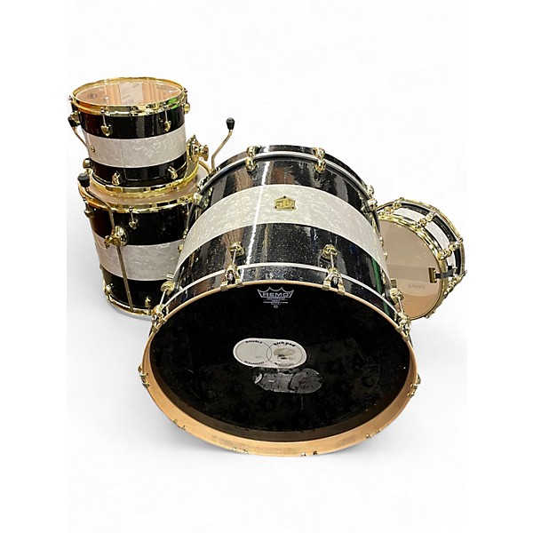 Used SJC Drums 4 Piece CUSTOM  Black and Silver Drum Kit