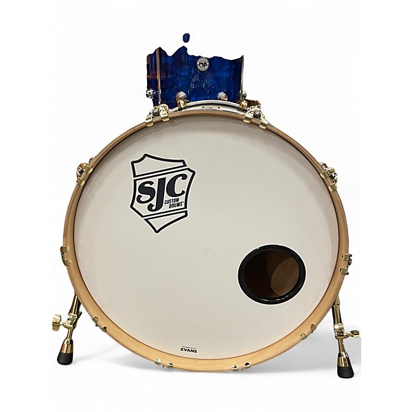 Used SJC Drums 4 Piece CUSTOM  Black and Silver Drum Kit