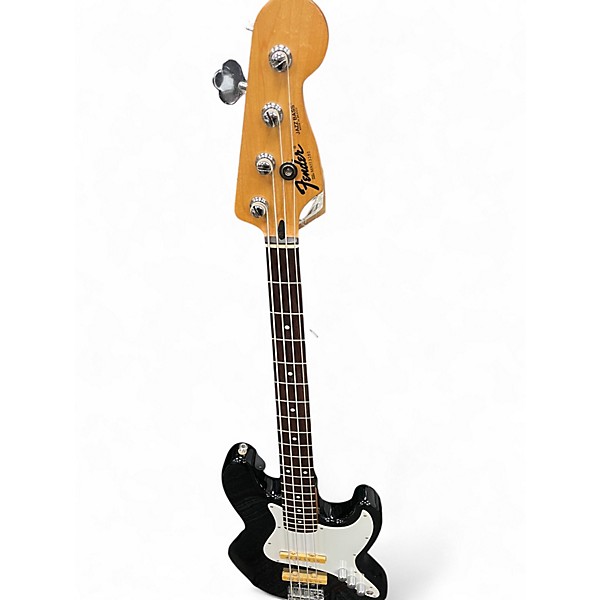 Vintage 1995 Fender Jazz Bass Black and White Electric Bass Guitar