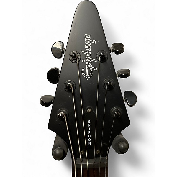 Used Epiphone 1958 Korina Flying V Black Solid Body Electric Guitar