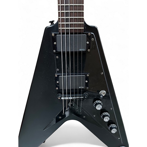 Used Epiphone 1958 Korina Flying V Black Solid Body Electric Guitar