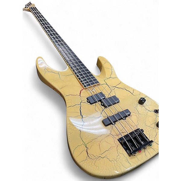 Vintage 1980s ESP M SERIES WHITE CRACKLE Electric Bass Guitar