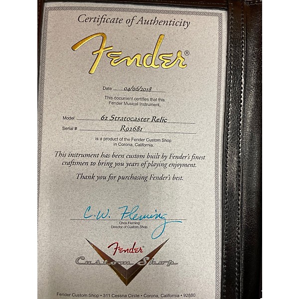 Used Fender CUSTOM SHOP 1962 REISSUE RELIC HSS Metallic Orange Solid Body Electric Guitar