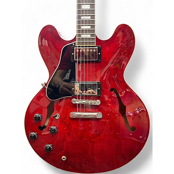 Used Gibson ES335 Figured left handed Cherry Hollow Body Electric Guitar