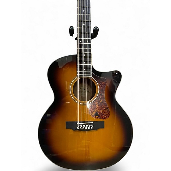 Used Guild F2512CE Deluxe 3 Color Sunburst 12 String Acoustic Electric Guitar