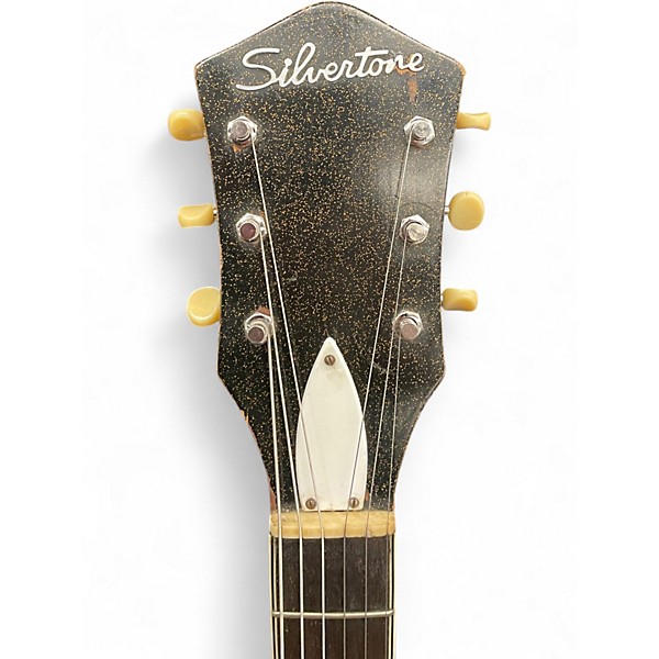 Vintage 1960s Silvertone Jupiter 1483 Black Sparkle Solid Body Electric Guitar