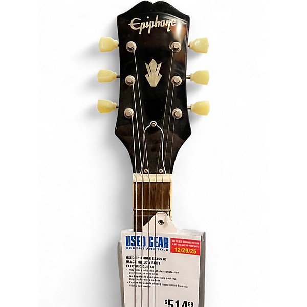 Used Epiphone ES355 IG Black Hollow Body Electric Guitar