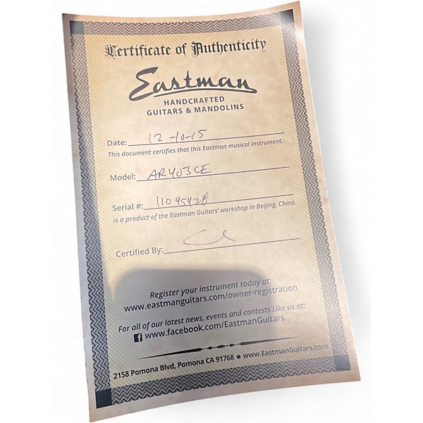 Used Eastman AR403CE Mahogany Hollow Body Electric Guitar