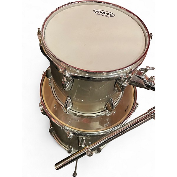 Used Rhythm Art 5 Piece Drum Set Silver Drum Kit
