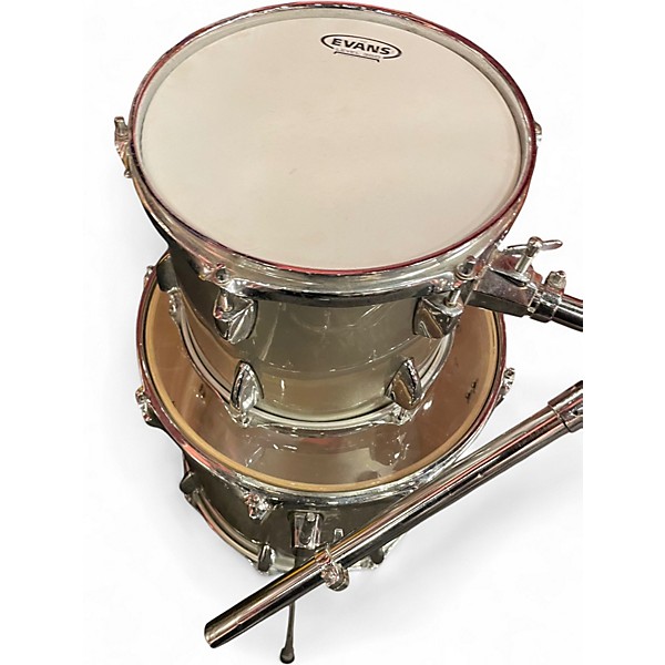 Used Rhythm Art 5 Piece Drum Set Silver Drum Kit