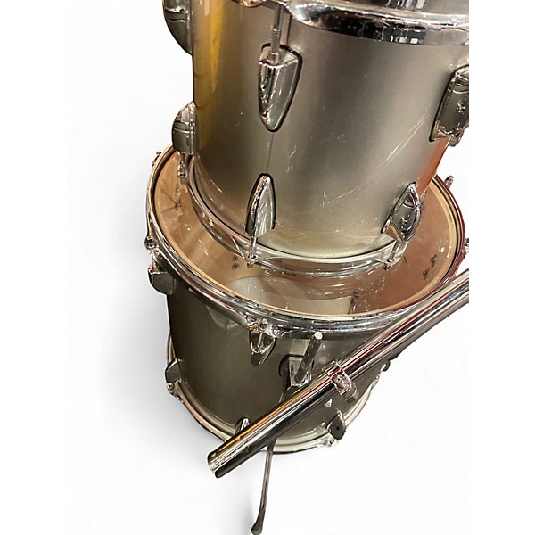 Used Rhythm Art 5 Piece Drum Set Silver Drum Kit