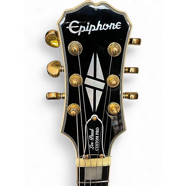 Used Epiphone Les Paul Custom Pro Black and Silver Solid Body Electric Guitar